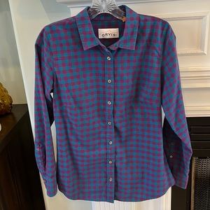 Orvis flannel preppy pink and blue button up shirt size small